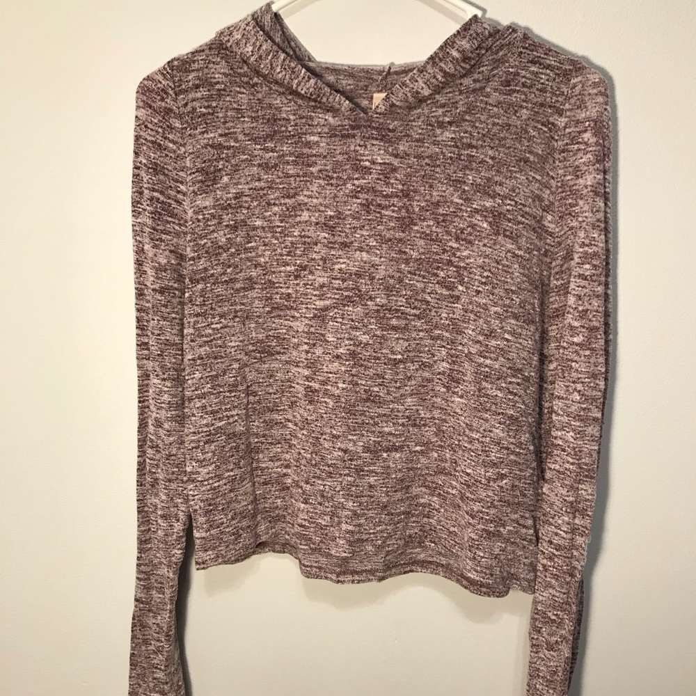 Cropped long sleeve hooded tee